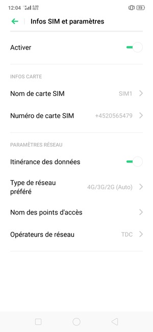 Activer ou désactiver Itinérance des données
