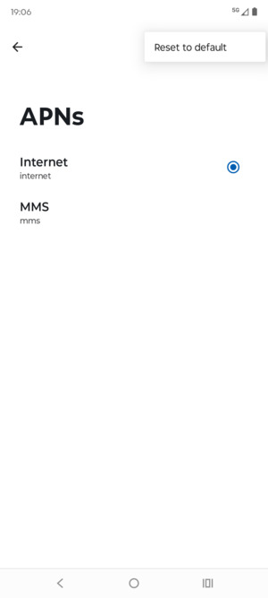 Select Reset to default