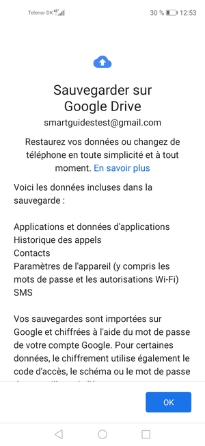 Sélectionnez OK