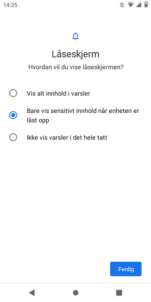 Velg ønsket alternativ og velg Ferdig