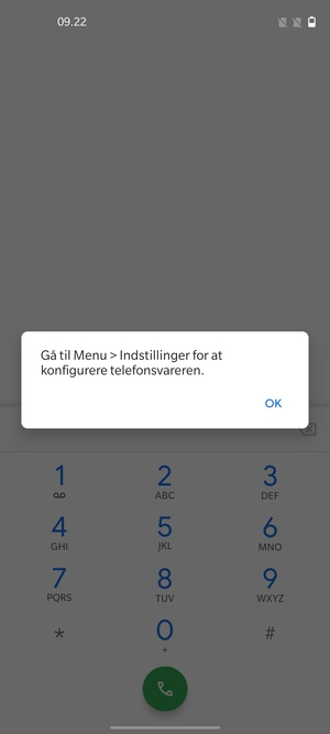 Hvis din telefonsvarer ikke er sat op, vælg OK