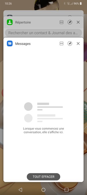 Sélectionnez TOUT EFFACER pour fermer toutes les applications en cours d'exécution