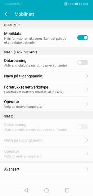 For å bytte nettverk hvis det oppstår nettverksproblemer, velg Operatør