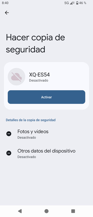 Seleccione Activar