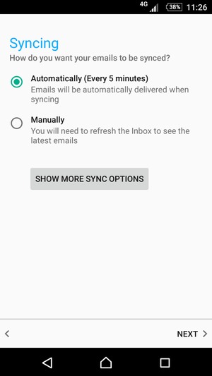 Select your preferred option and select NEXT