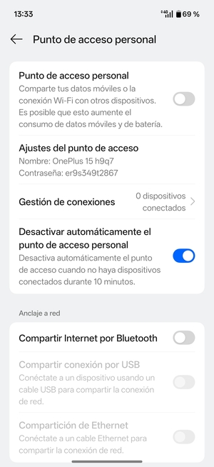 Seleccione Ajustes del punto de acceso