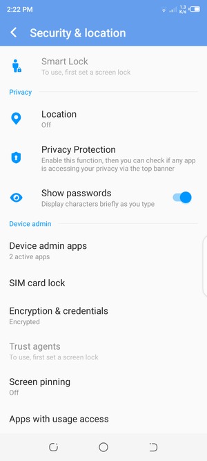 To change the PIN for the SIM card, scroll to and select SIM card lock
