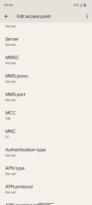 Scroll down and enter MMS information