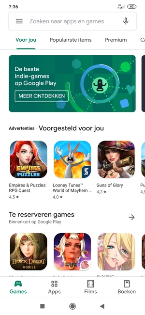 Selecteer de zoekbalk