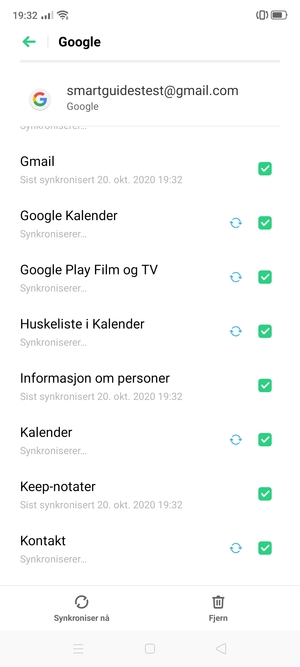 Din informasjon blir synkronisert