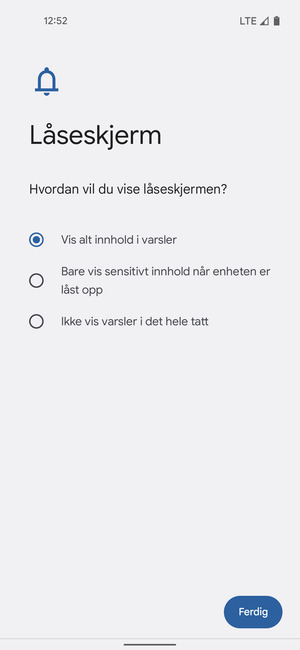 Velg ønsket alternativ og velg Ferdig