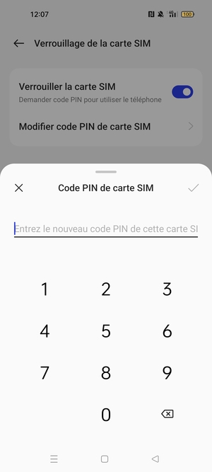 Saisissez votre Nouveau code PIN de carte SIM et sélectionnez OK