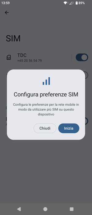 Seleziona Inizia