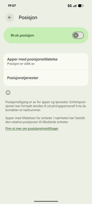 Slå av Bruk posisjon