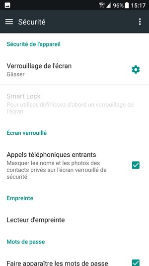 Sélectionnez Verrouillage de l'écran