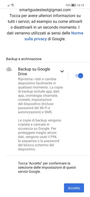 Seleziona Accetto