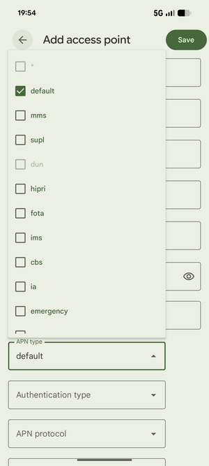 Make sure default is selected