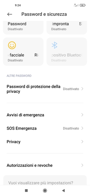 Scorri e seleziona Privacy