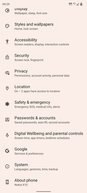 Scroll to and select System