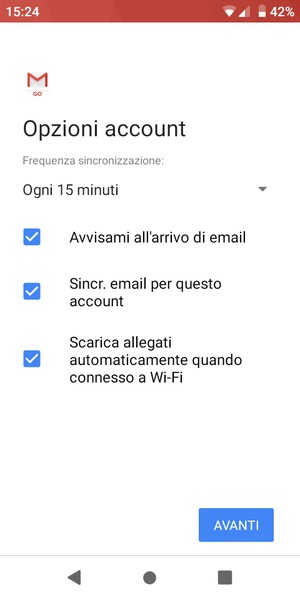 Seleziona AVANTI