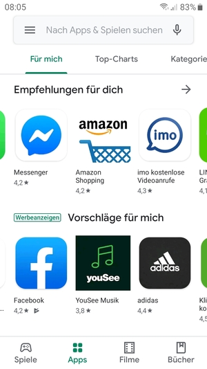 Wählen Sie die Suchleiste