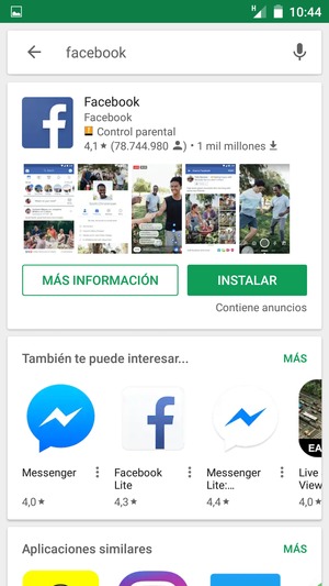 Seleccione la aplicación