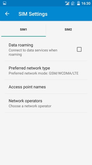 Select the SIM card and select Access point names