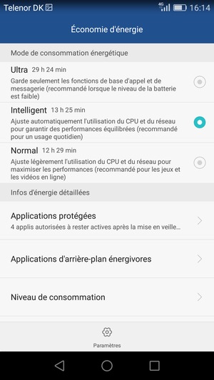 Si vous souhaitez activer Ultra Économie d'énergie, sélectionnez Ultra