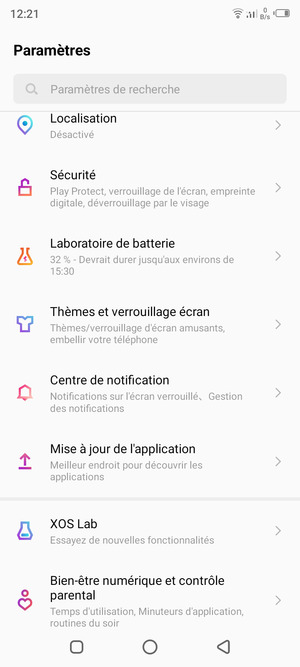 Faites défiler et sélectionnez Sécurité