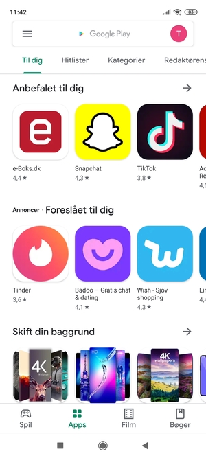 Vælg søgefeltet
