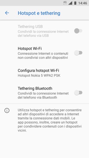 Seleziona Configura hotspot Wi-Fi