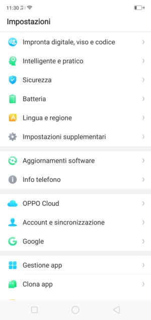 Scorri e seleziona Account e sincronizzazione