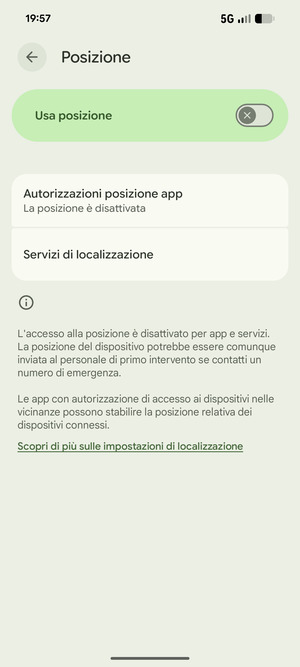 Disattiva Usa posizione