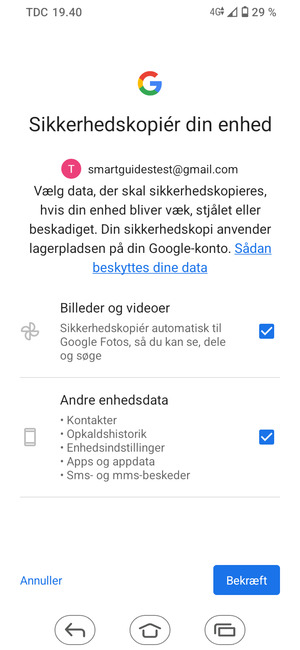Vælg dine foretrukne muligheder og vælg Bekræft