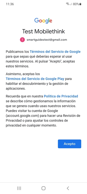 Seleccione Acepto