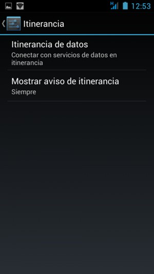 Seleccione Itinerancia de datos