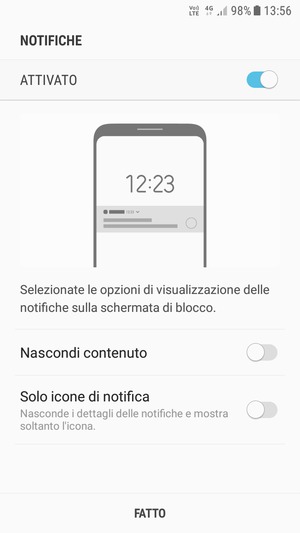 Seleziona la tua opzione preferita e poi FATTO