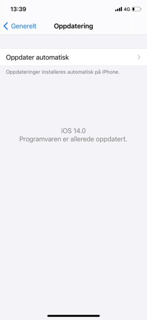 Hvis din iPhone er oppdatert, vil du se følgende skjermbilde.