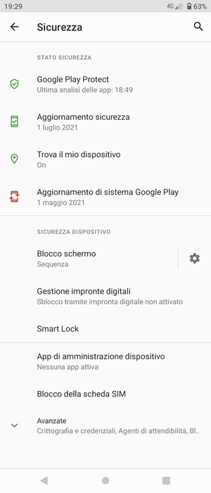 Per cambiare il PIN della scheda SIM, seleziona Blocco della scheda SIM