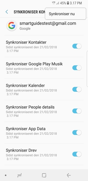 Vælg Synkroniser nu