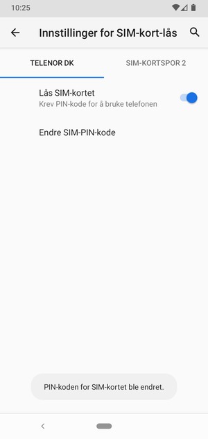 Din PIN-kode er endret