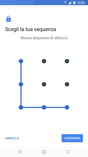 Disegna nuovamente la sequenza di sblocco e seleziona CONFERMA