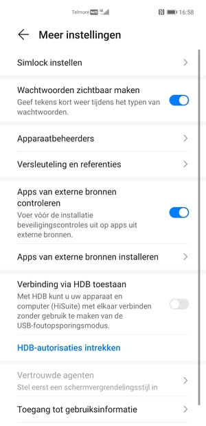 Selecteer Simlock instellen