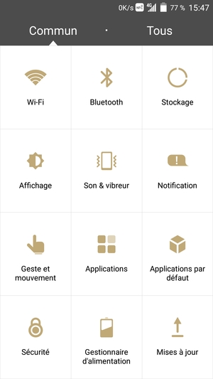 Sélectionnez Tous / Plus