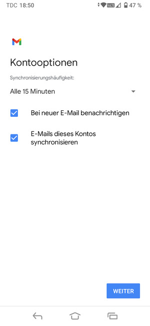 Wählen Sie WEITER