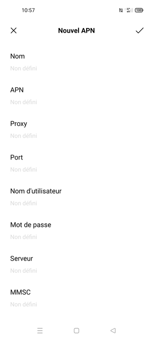 Saisissez les informations Internet
