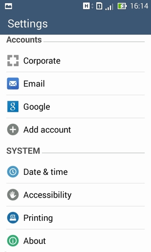 Scroll to and select About