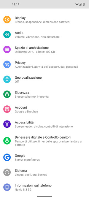 Scorri e seleziona Sistema