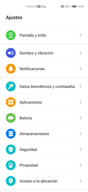 Desplácese y seleccione Seguridad