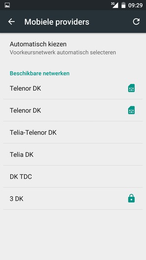 Selecteer een netwerkoperator uit de lijst